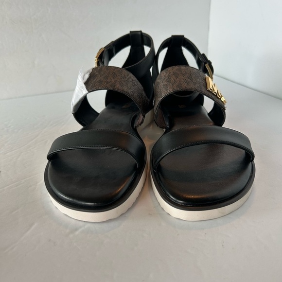 Michael Kors NIB Sidney Ankle Strap Sandal Brown-Black Leather - Picture 8 of 10